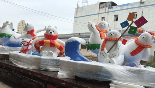 玻璃钢北极熊雕塑 玻璃钢北极熊雕塑