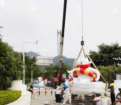 玻璃钢北极熊雕塑 玻璃钢北极熊雕塑