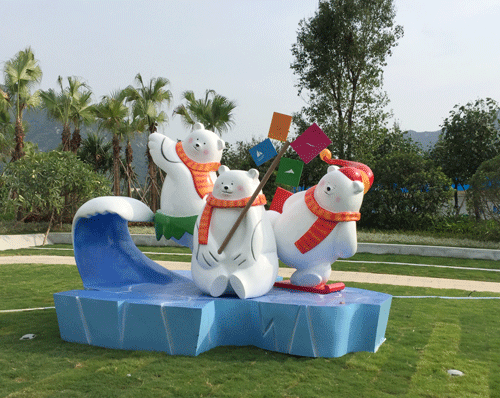 玻璃钢北极熊雕塑 玻璃钢北极熊雕塑