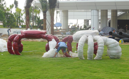 玻璃钢螃蟹雕塑 玻璃钢螃蟹雕塑