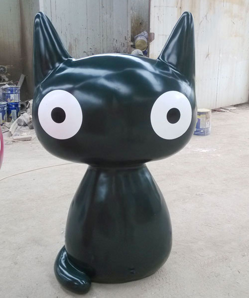 玻璃钢卡通猫雕塑 玻璃钢卡通猫雕塑