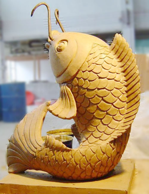 玻璃钢仿砂岩鲤鱼雕塑