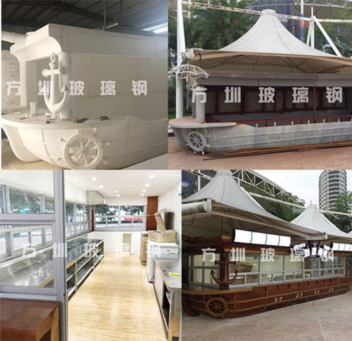 玻璃钢景观海盗船主题餐厅雕塑