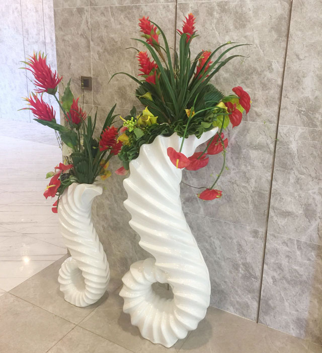 玻璃钢海马花盆 玻璃钢海马花盆