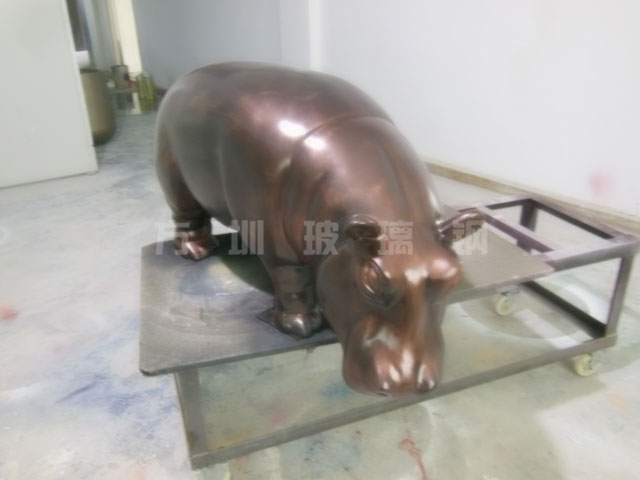 玻璃钢仿真河马雕塑