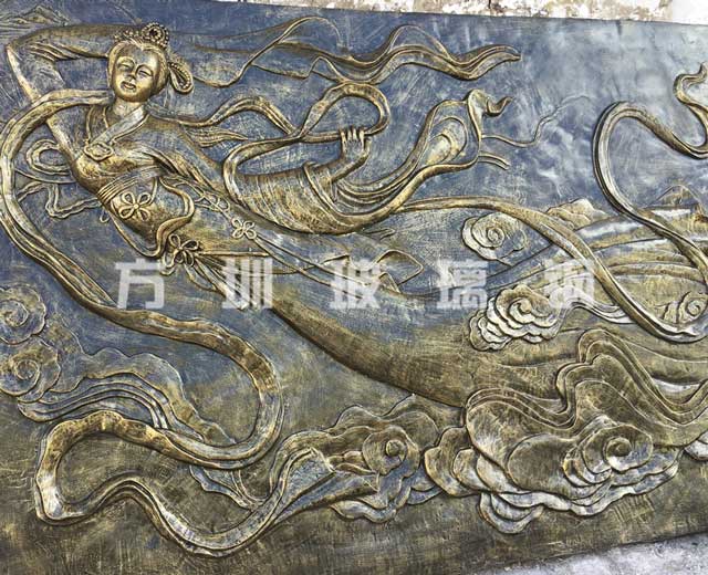 玻璃钢浮雕嫦娥奔月雕塑