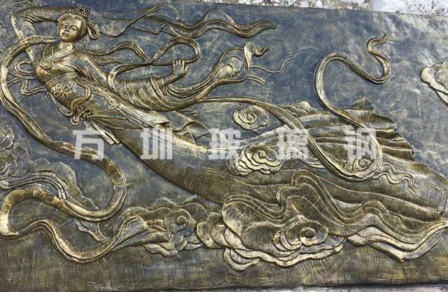 玻璃钢浮雕嫦娥奔月雕塑