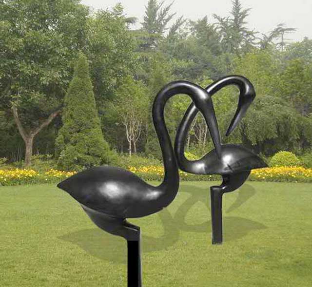 玻璃钢园林仿铜鹤雕塑 玻璃钢园林仿铜鹤雕塑