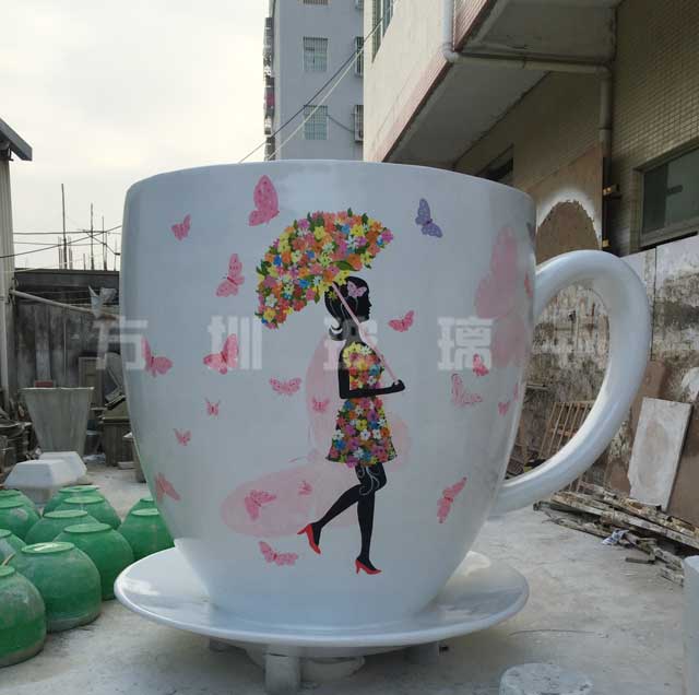玻璃钢创意咖啡杯雕塑