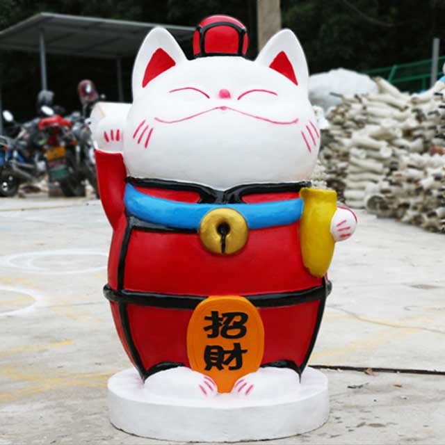 玻璃钢招财猫雕塑 玻璃钢招财猫雕塑