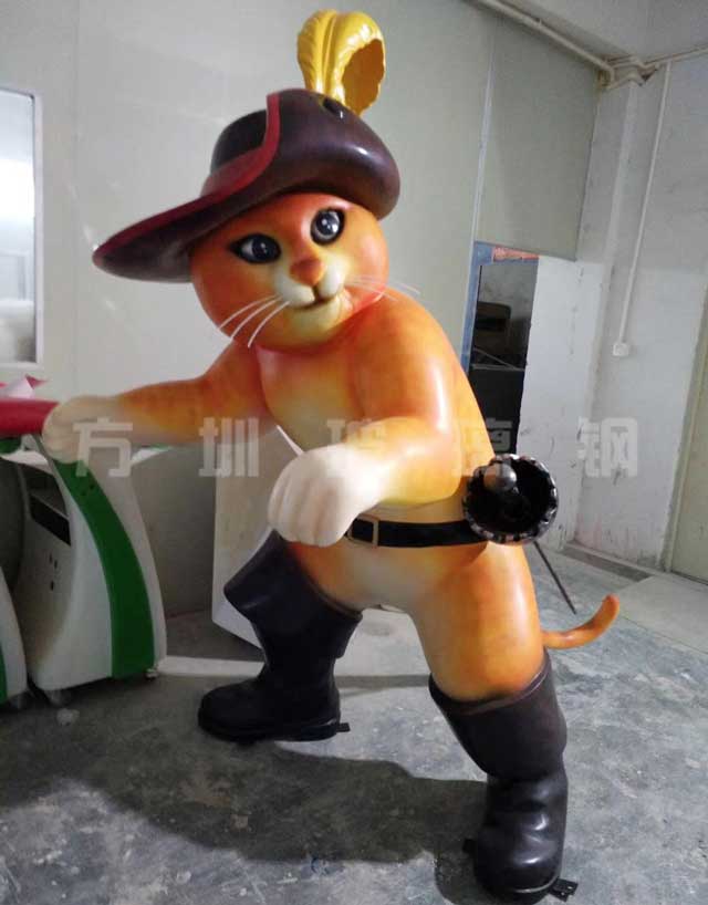 玻璃钢卡通猫雕塑 玻璃钢卡通猫雕塑