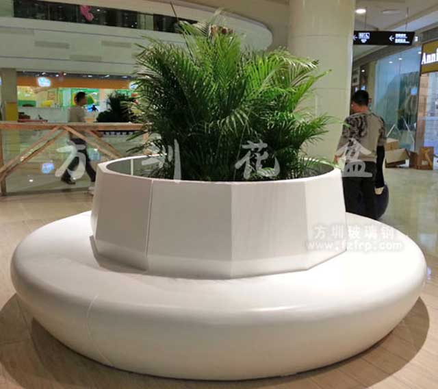 商场玻璃钢花盆休闲椅