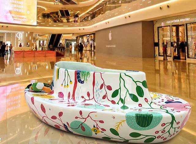 商场玻璃钢艺术靠背休闲椅