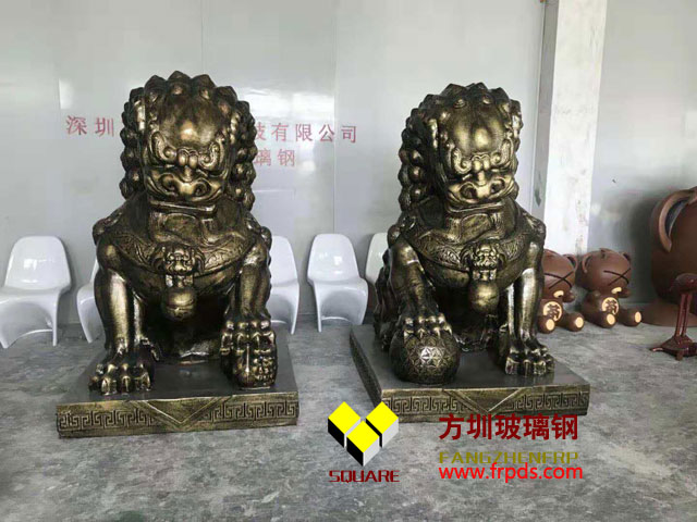 镇宅狮子玻璃钢仿铜雕塑