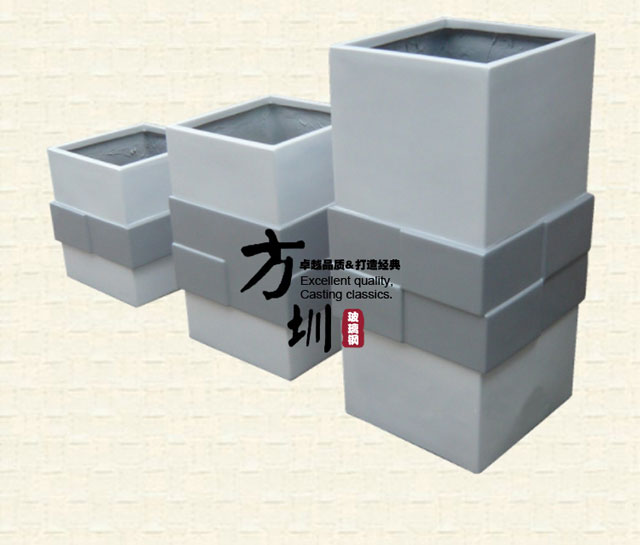 户外方形玻璃钢大型组合花盆