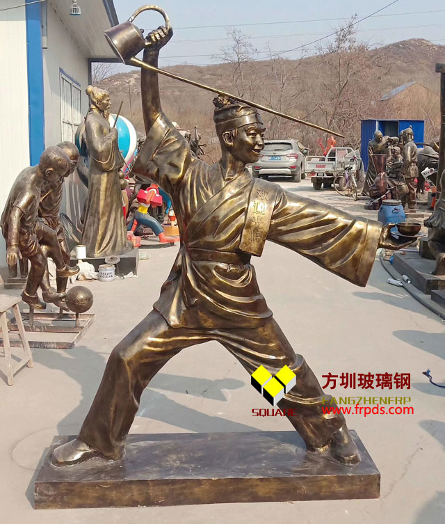 茶文化玻璃钢仿铜雕塑