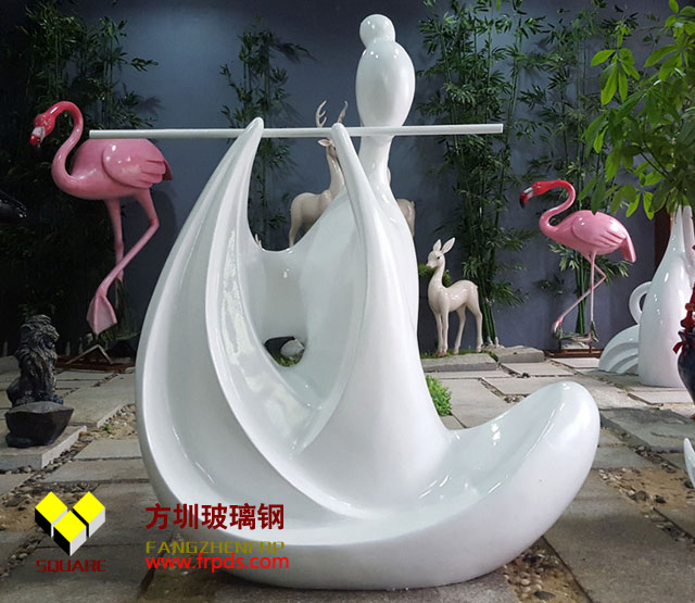 玻璃钢吹箫女雕塑