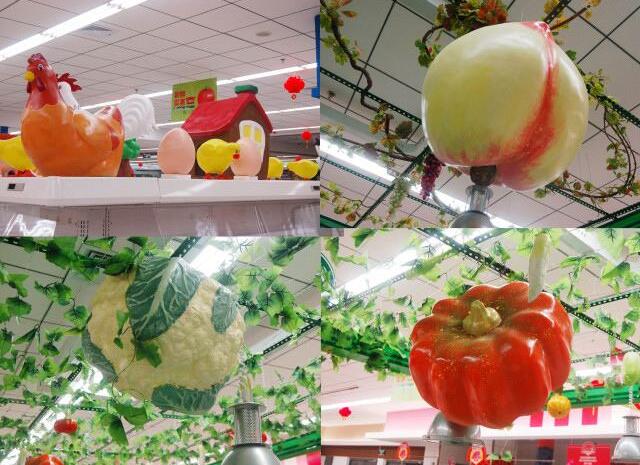 超市营销新亮点之玻璃钢雕塑“美陈展示”