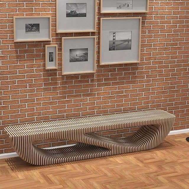 户外长条形切片公共座椅