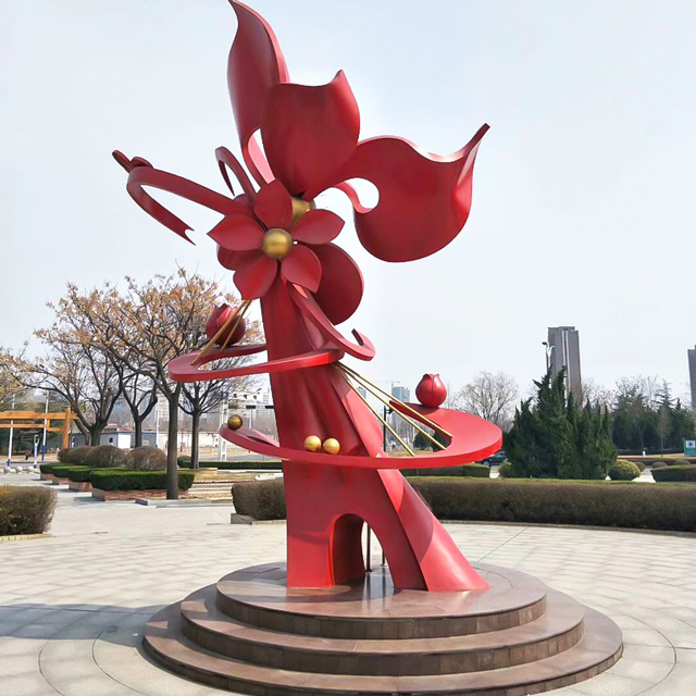 广场党建玻璃钢花朵雕塑