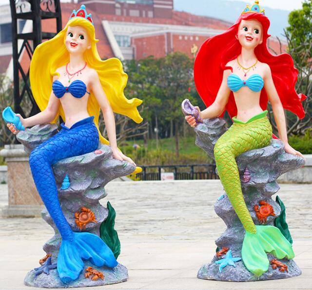商业美陈玻璃钢卡通美人鱼雕塑