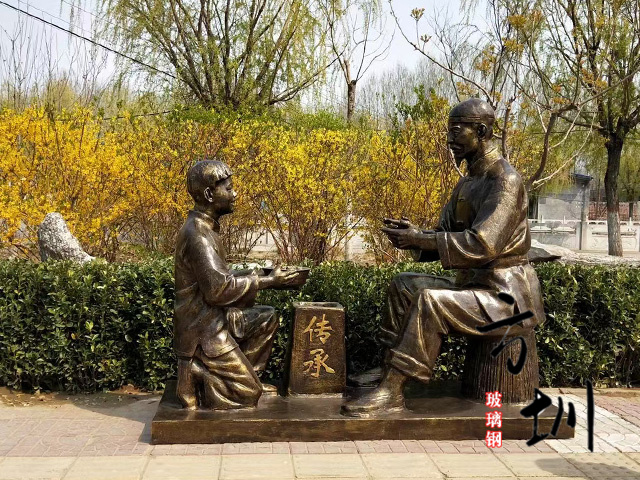 玻璃钢拜师学艺传承人物雕塑
