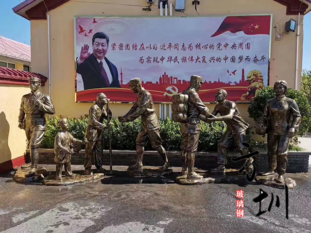 革命玻璃钢参军人物雕塑