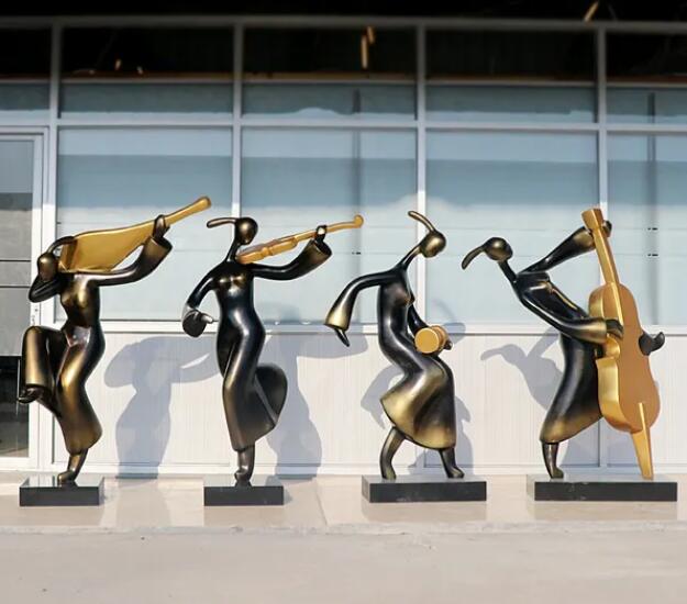 户外景观抽象玻璃钢人物雕塑