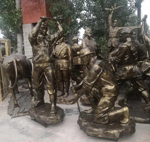 矿区主题玻璃钢工人开采煤矿雕塑