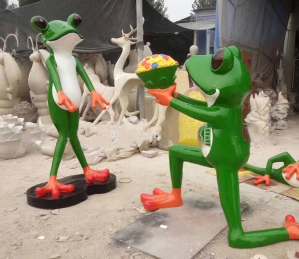 玻璃钢卡通青蛙雕塑装饰摆件