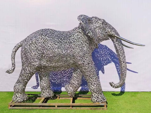 铁艺镂空不锈钢大象雕塑