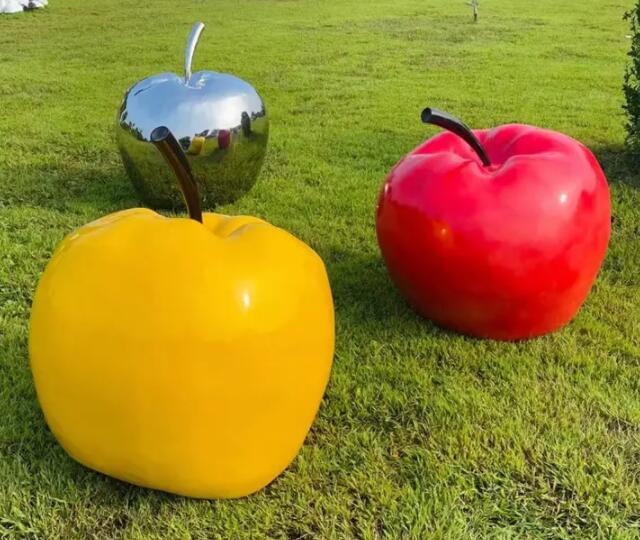 镜面不锈钢苹果水果雕塑