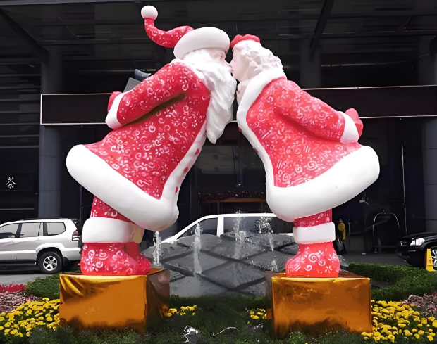 创意圣诞节玻璃钢圣诞老人雕塑定制