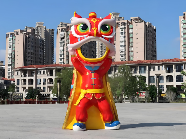 新年节日玻璃钢舞狮雕塑