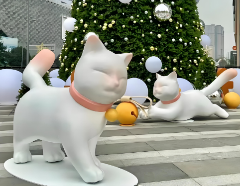 萌趣无限玻璃钢卡通猫动物雕塑全解析