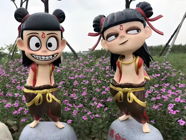 公园玻璃钢哪吒雕塑摆件