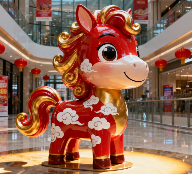 当玻璃钢遇见卡通马传统生肖的现代新生