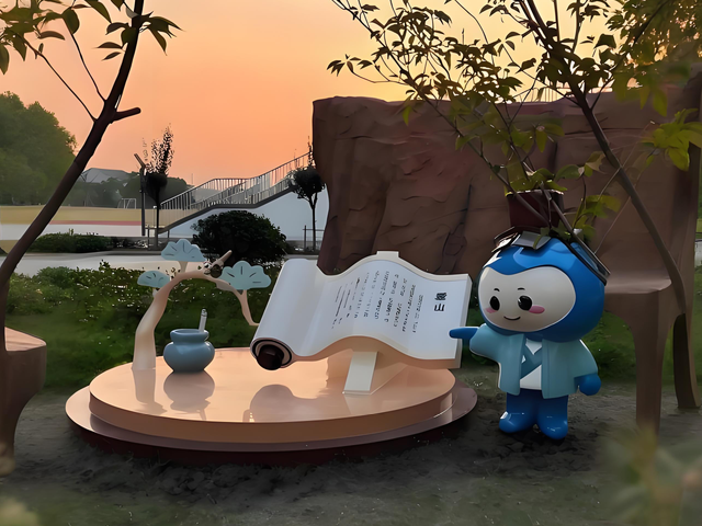 无声的诗篇校园玻璃钢雕塑，凝固的育人时光