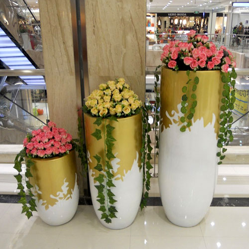 商场组合玻璃钢景观花盆