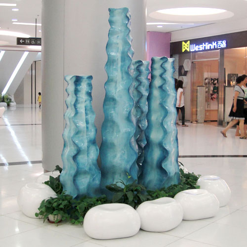 商场艺术玻璃钢景观花盆