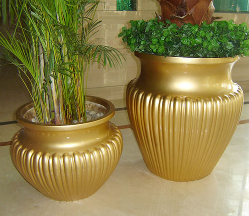 酒店金色高档欧式花盆