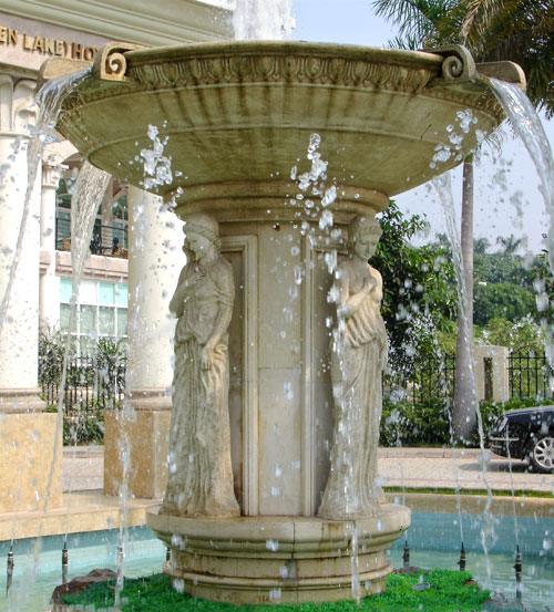 酒店水景玻璃钢喷泉花盆