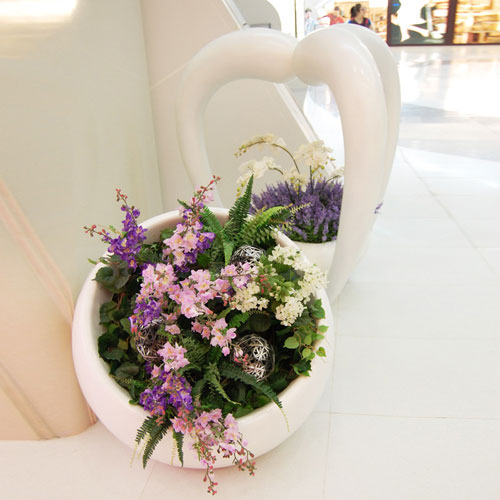 商场美陈玻璃钢室内花盆