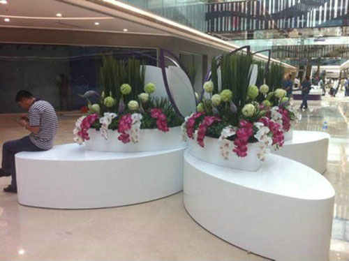 商场花盆玻璃钢坐凳