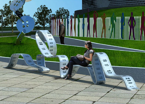 创意皮尺形玻璃钢凳子