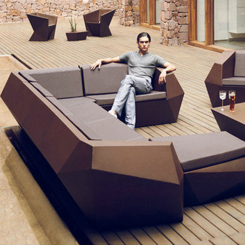 菱形玻璃钢商务休闲沙发