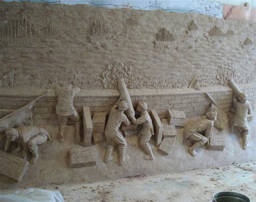 战争玻璃钢大型浮雕墙