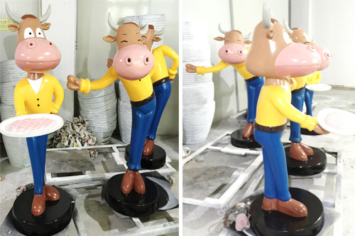 玻璃钢端盘子卡通牛雕塑