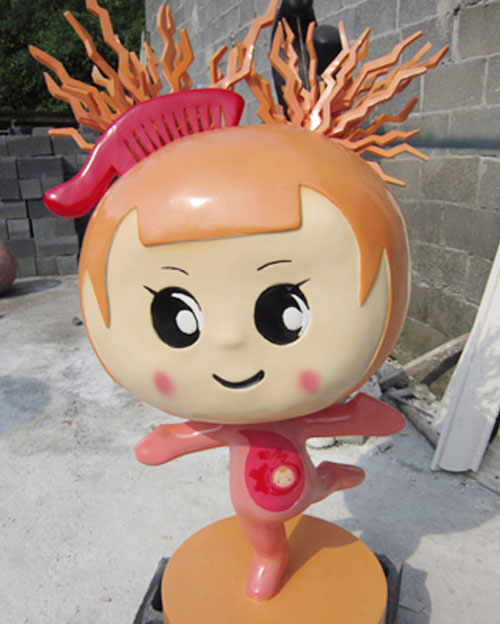 玻璃钢卡通福娃女雕塑