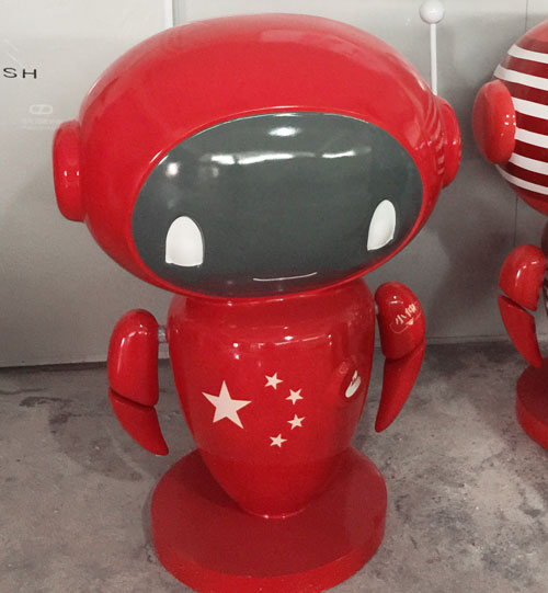 深圳玻璃钢红色公仔雕塑